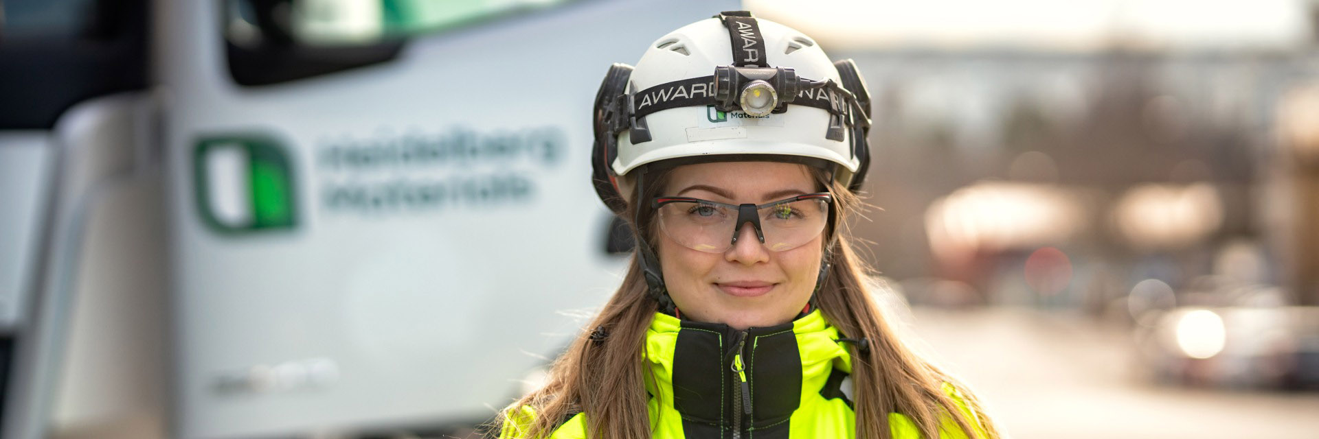 Employee at a concrete truck