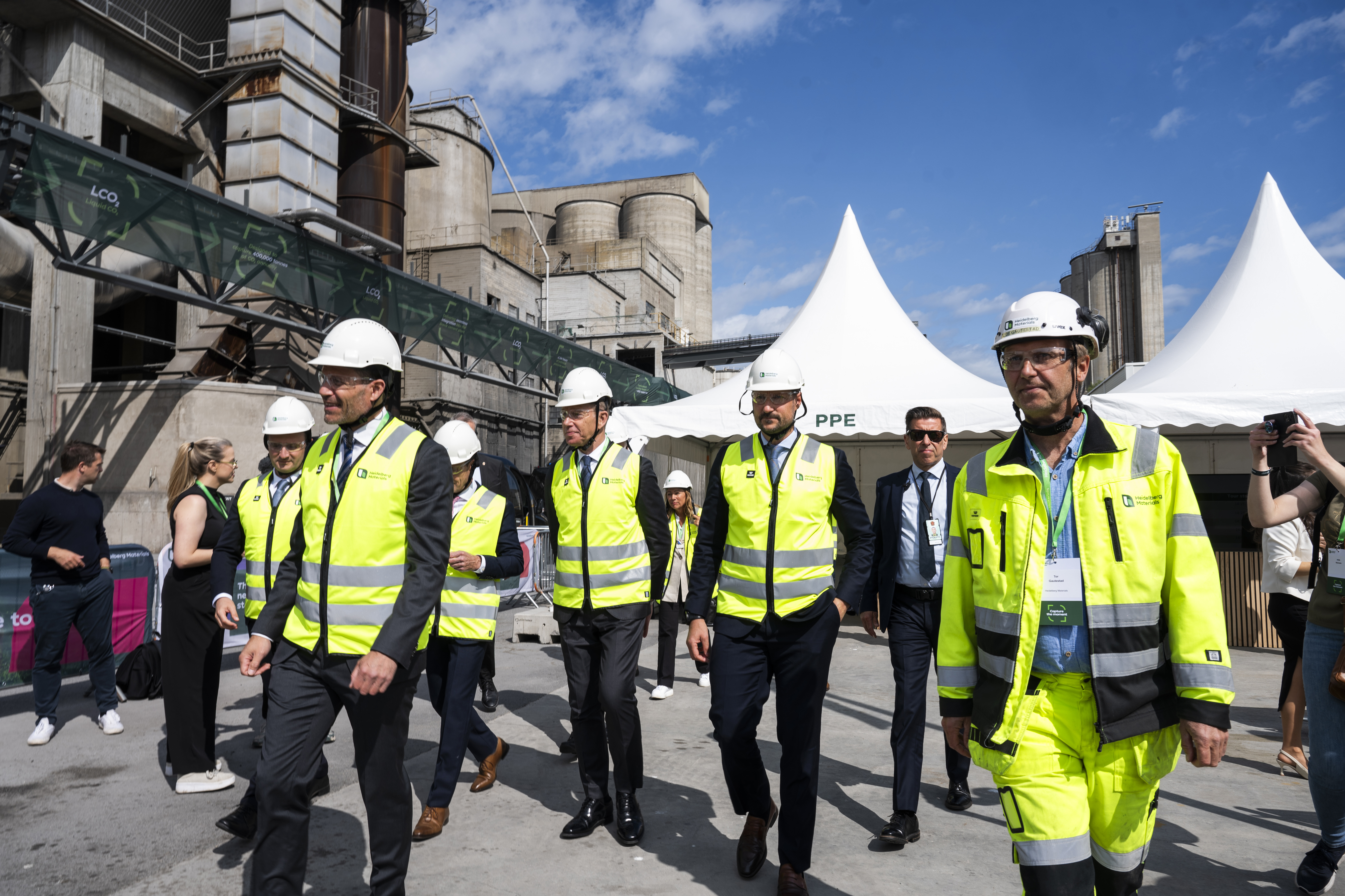 Tour of the cement factory in Brevik with Norway's Crown Prince Haakon